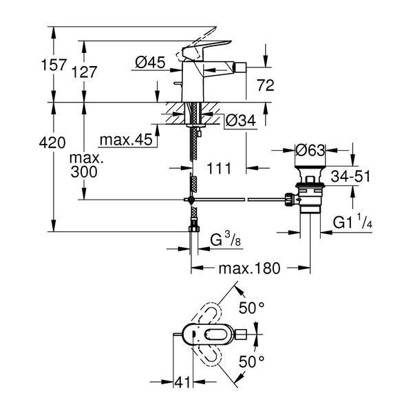 Змішувач для біде Grohe BauLoop 23338000 CV031164 фото