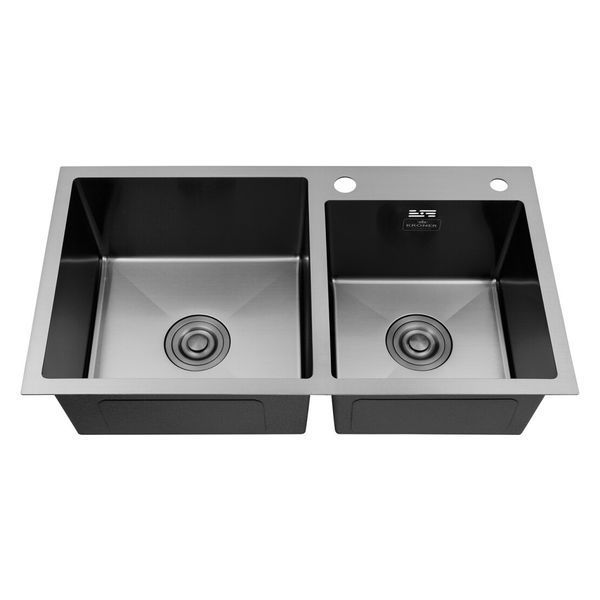 Комплект кухонной мойки Kroner KRP Schwarze - 7843ZHM PVD ST4303 ST42461 фото