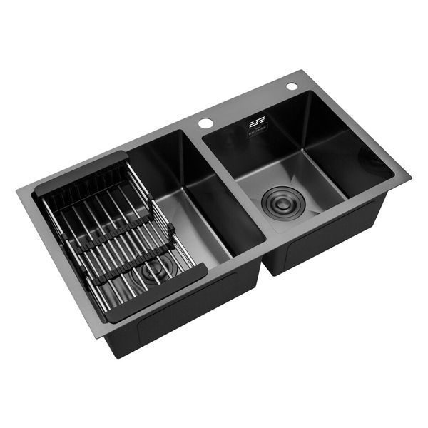 Комплект кухонной мойки Kroner KRP Schwarze - 7843ZHM PVD ST4303 ST42461 фото