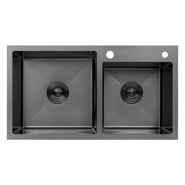 Комплект кухонной мойки Kroner KRP Schwarze - 7843ZHM PVD ST4303 ST42461 фото