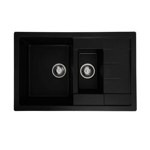 Гранітна мийка для кухні VALESO TOSKANA 7850W матова Чорна 49245 фото