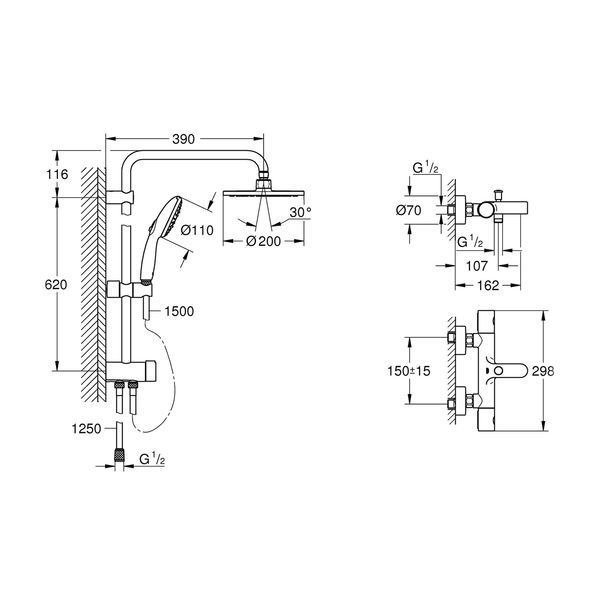 Смеситель термостатический для ванны Grohe QuickFix Precision Get UA202907TR CV034817 фото