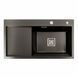 Мойка PVD Platinum Handmade 780x430x220 R черная (квадратный сифон, 3.0/1.0) 38091 фото 1