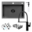 Комплект кухонной мойки Kroner KRP Schwarze 5843HM PVD BLK03 nero SL43357 фото