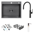 Комплект кухонної мийки Kroner KRP Schwarze 60х50HM PVD ST06 nero