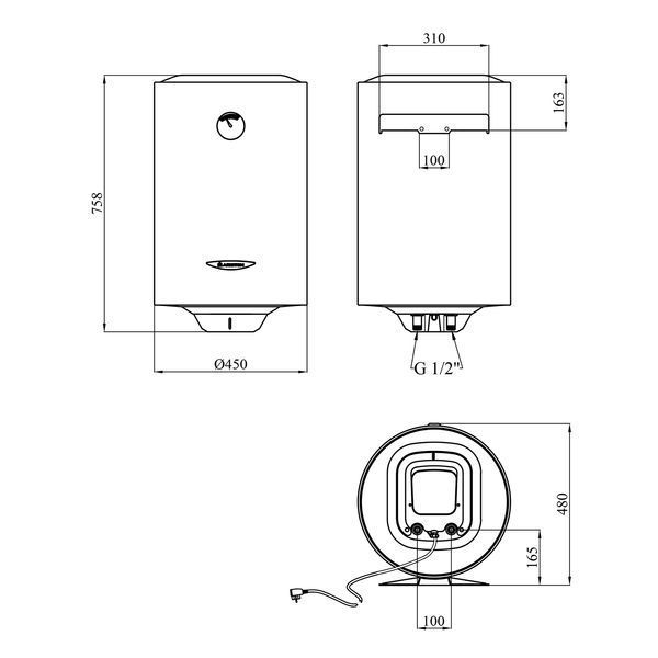 Водонагрівач Ariston SG1 80 V EU з мокрим ТЕНом 3213001 CV034078 фото