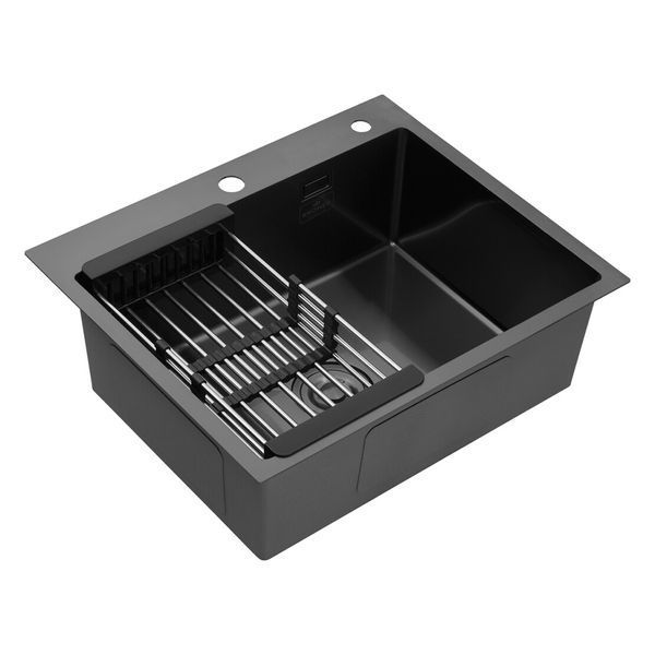 Комплект кухонной мойки Kroner KRP Schwarze 60х50HM PVD ST06 nero SL43758 фото