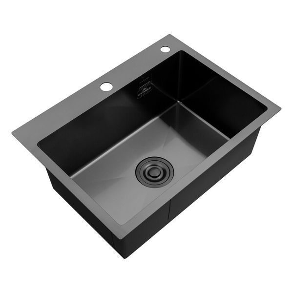 Комплект кухонной мойки Kroner KRP Schwarze 5843HM PVD BLK03 nero SL43357 фото