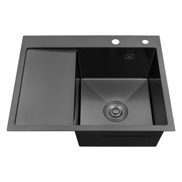 Комплект кухонной мойки Kroner KRP Schwarze 6350RHM PVD ST4303 SL42139 фото