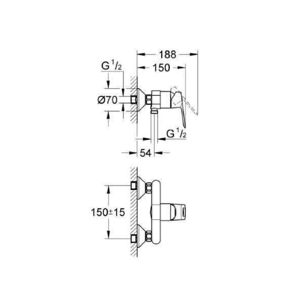 Змішувач для душу BauLoop (32816000), Grohe 32816000              фото