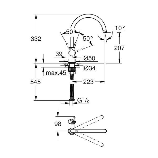 Змішувач для кухні Grohe BauClassic 31234001 CV032460 фото