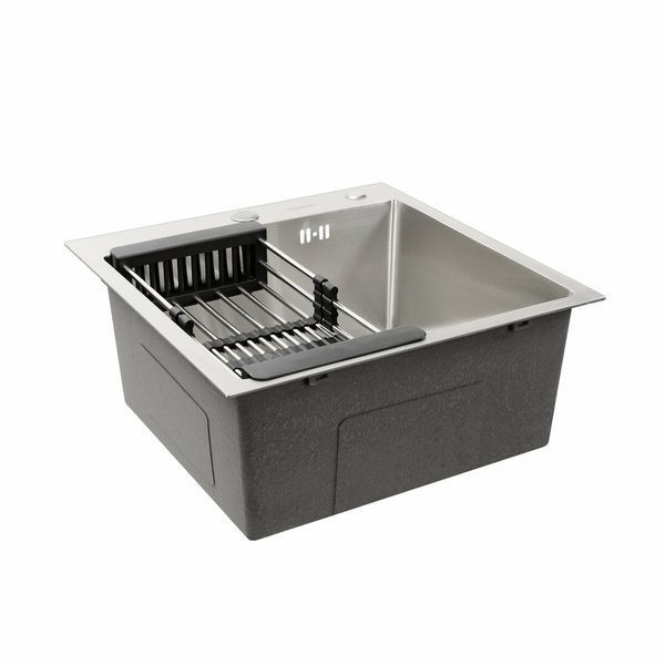 Кухонна мийка 50*50 нержавійка Platinum Handmade (сифон круглий, 3,0/0,8) 42620 фото