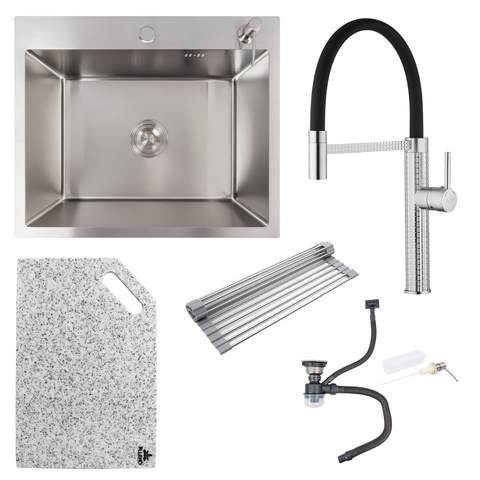 Комплект кухонной мойки Valeso 60х50HM BLK15 Kitchen Line SL73431 фото