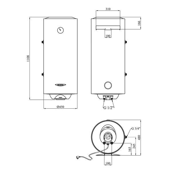 Водонагрівач Ariston PRO1 R 120 VTS EVO EU з мокрим ТЕНом 3060649 CV034085 фото