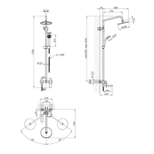 Душевая система Kroner KRP Basis - C063 CV024306 фото