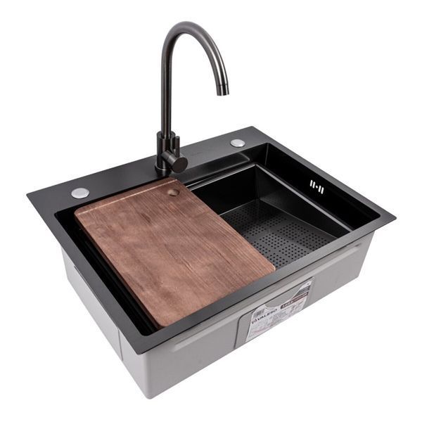 CM 64*50B Кухонна мийка PVD чорна (Work station) Valeso Handmade 50199 фото