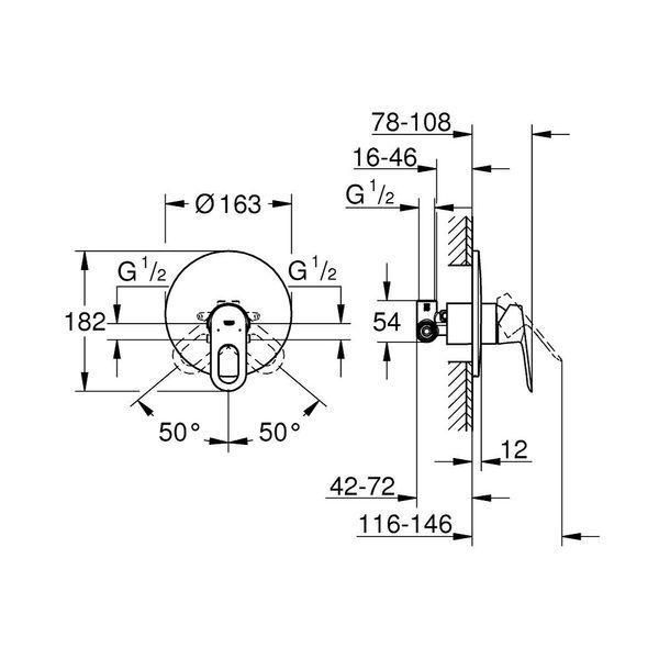Смеситель скрытого монтажа для душа Grohe Bauloop 29080000 CV031170 фото