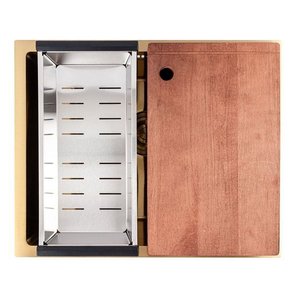 Кухонна мийка Valeso Handmade CM 54*44 Workstation золото PVD, монтаж під стільницю 50200 фото