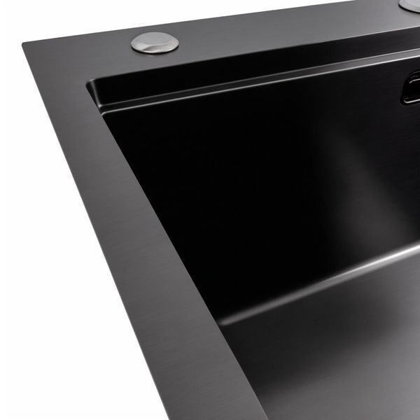 Кухонна мийка 60*50 PVD чорна Platinum Handmade з підставкою для ножів 41548 фото
