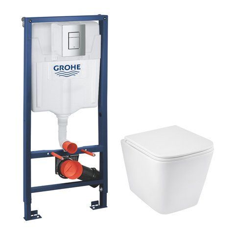 Комплект 4 в 1: Інсталяція Grohe Rapid SL 3 в 1 38772001 + Унітаз безободковий Kroner Eifel WHI493436 RIMLESS з сидінням Slim Duroplast / Soft-close / Quick relase KE493436WHIR (38772001KE493436) CV033816 фото
