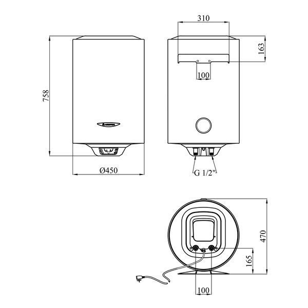 Водонагрівач Ariston PRO1 R 80 V 1,8K PL DRY HEATER з сухим ТЕНом 3201855 CV034097 фото