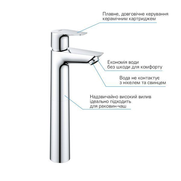 Змішувач для раковини Grohe QuickFix StartEdge XL-Size 23777001 з донним клапаном CV030592 фото