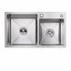 Кухонная мойка 75*41 нержавейка на две чаши Platinum Handmade (круглый сифон, 3.0/0.8) 42629 фото 1