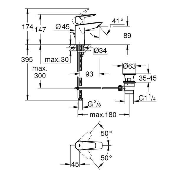 Змішувач для раковини Grohe QuickFix StartEdge S-Size 24196001 CV030593 фото