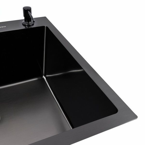 Кухонна мийка чорна 60*50 PVD Platinum Handmade ECN (2,0/0,5) 45926 фото