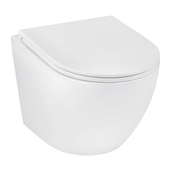 Комплект 4 в 1: Инсталляция Grohe Solido 2 в 1 38971000 + Панель смыва для унитаза Grohe Even Black 38966KV0 + Унитаз безободочный Kroner Harz WHI493736 RIMLESS с сиденьем Slim Duroplast / Soft-close (38971966KV0KH49R) CV036755 фото
