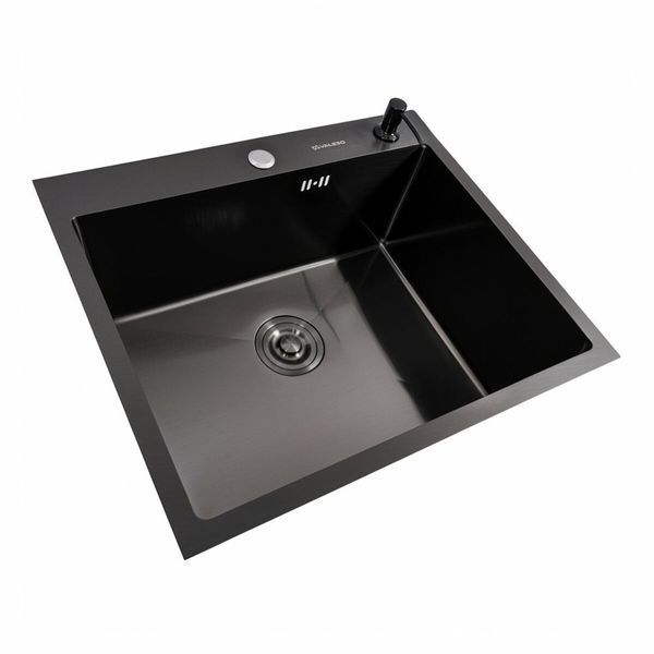 Кухонна мийка чорна 60*50 PVD Platinum Handmade ECN (2,0/0,5) 45926 фото