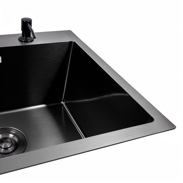 Кухонна мийка PVD чорна VALESO CM 78*43 R Handmade 50204 фото