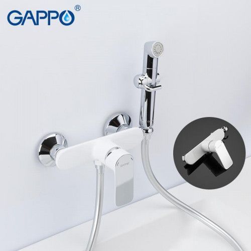 Змішувач для душу з гігієнічною лійкою GAPPO G2048-8, білий/хром 476 фото
