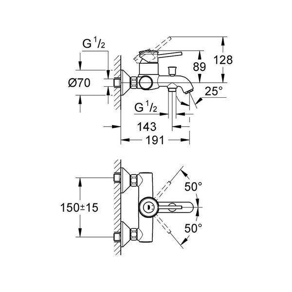 Змішувач для ванни Grohe BauClassic 32865000 CV032464 фото