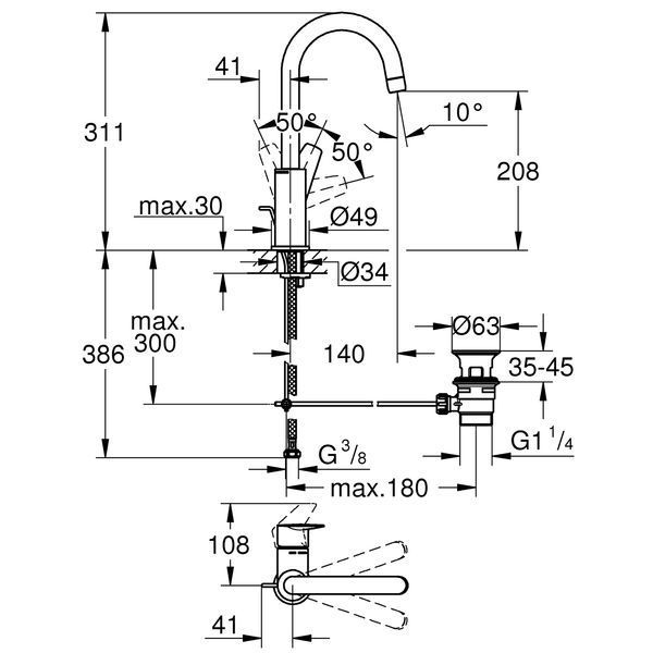 Змішувач для раковини Grohe QuickFix StartEdge L-Size 24201001 CV030596 фото