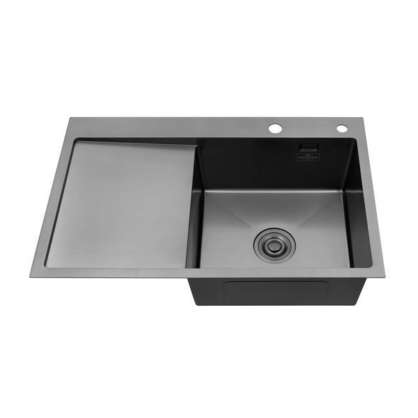Кухонна мийка Kroner KRP Schwarze - 7849RHM PVD (3.0/1.0 мм) CV025279 фото