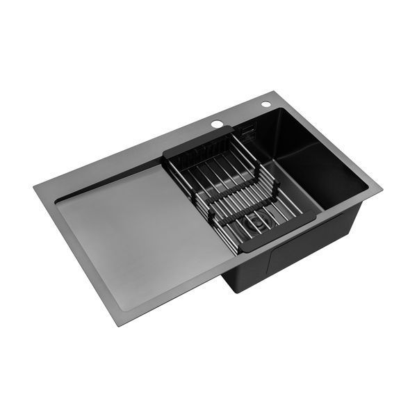 Кухонна мийка Kroner KRP Schwarze - 7849RHM PVD (3.0/1.0 мм) CV025279 фото