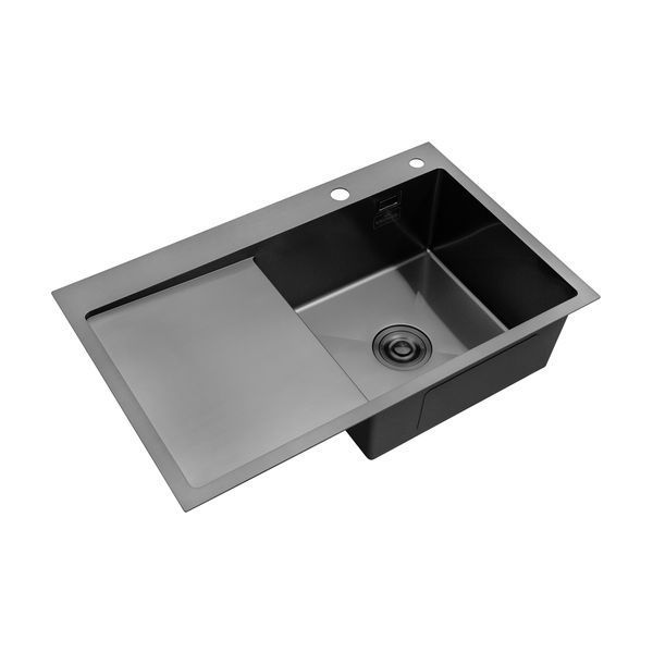 Кухонна мийка Kroner KRP Schwarze - 7849RHM PVD (3.0/1.0 мм) CV025279 фото