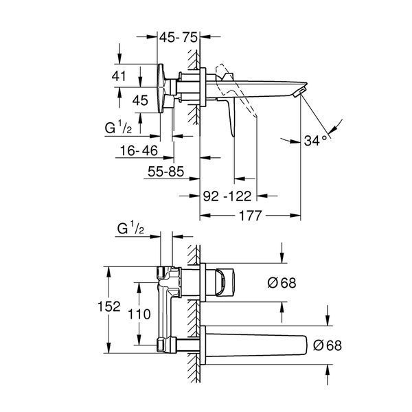 Смеситель скрытого монтажа для раковины Grohe BauLoop New 20289001 CV034419 фото