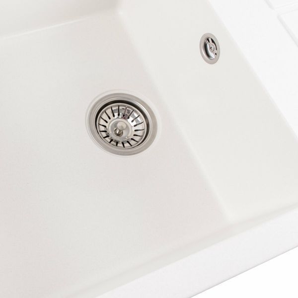 Гранітна мийка для кухні Platinum 7950 Selena матова Білосніжна 4016 фото