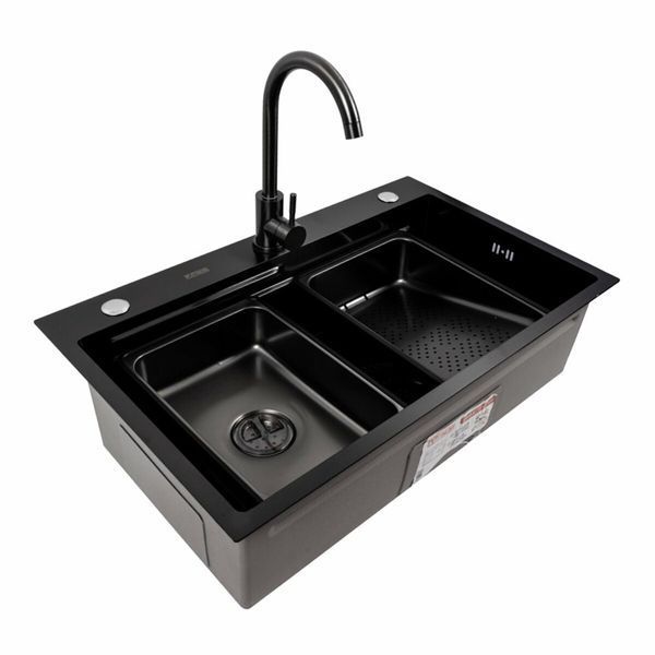 Кухонна мийка PVD чорна CM 75*46B Platinum Handmade 44546 фото