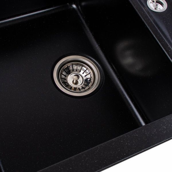 Гранітна мийка для кухні Platinum 7850 TROYA матова Чорний металік 3272 фото