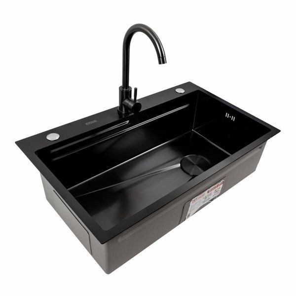 Кухонна мийка PVD чорна CM 75*46B Platinum Handmade 44546 фото