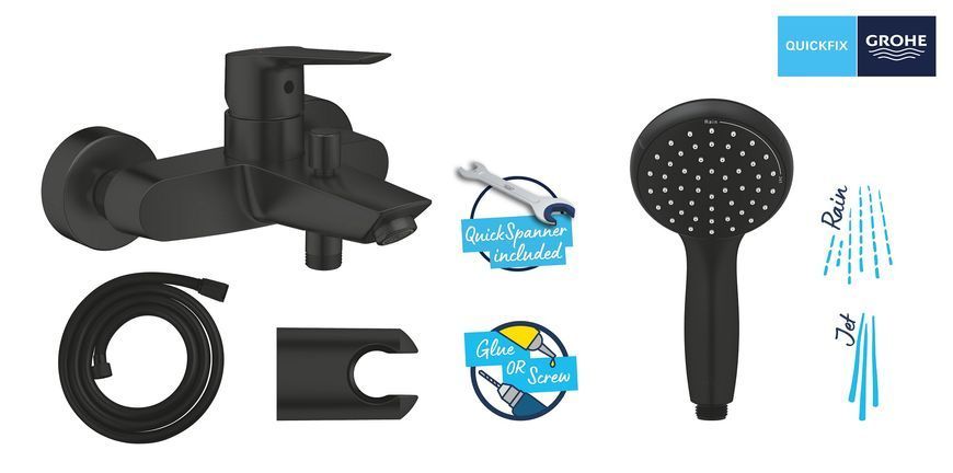 Однорычажный смеситель для ванны + душевой набор Grohe QuickFix Start (UA30330701) UA30330701 фото