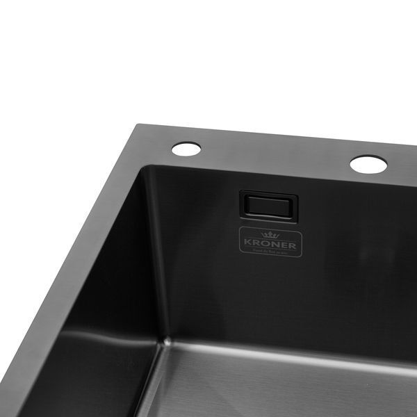 Кухонна мийка Kroner KRP Schwarze - 7849LHM PVD (3.0/1.0 мм) CV025278 фото