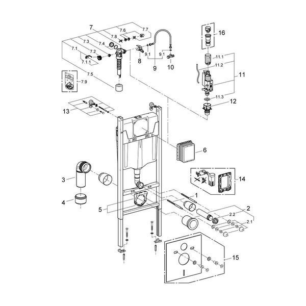 Комплект 4 в 1: Інсталяція Grohe Solido 2 в 1 38971000 + Панель змиву для унітаза Grohe Even 389662430 + Унітаз підвісний безобідковий Kroner Eifel WHI483429 TORNADO з сидінням Slim Duroplast / Soft-close / Quick relase KE483429WHIT(38971966243KE48T) CV036759 фото