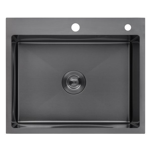 Комплект кухонної мийки Kroner KRP Schwarze 60х50HM PVD ST08 Grafite SL43839 фото