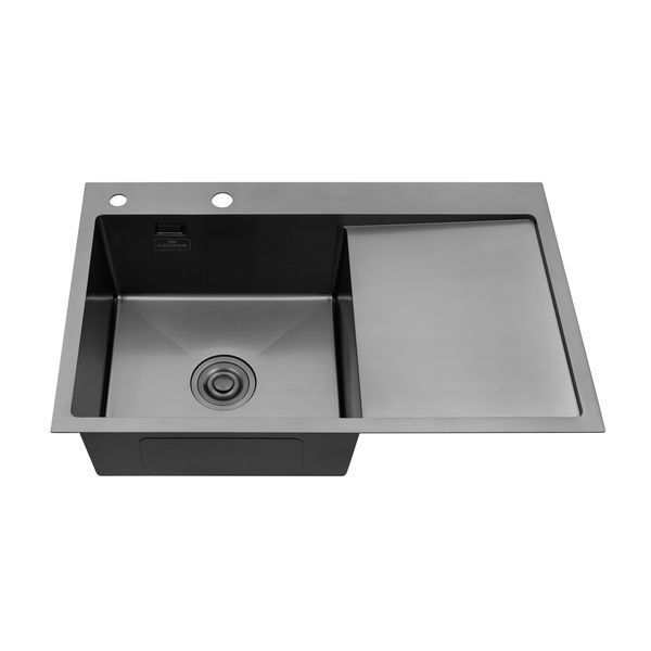 Кухонна мийка Kroner KRP Schwarze - 7849LHM PVD (3.0/1.0 мм) CV025278 фото
