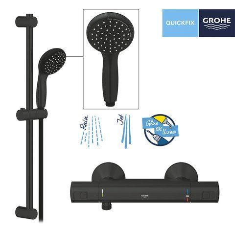Змішувач термостатичний для душу Grohe QuickFix Start Black UA303908T1 CV032753 фото