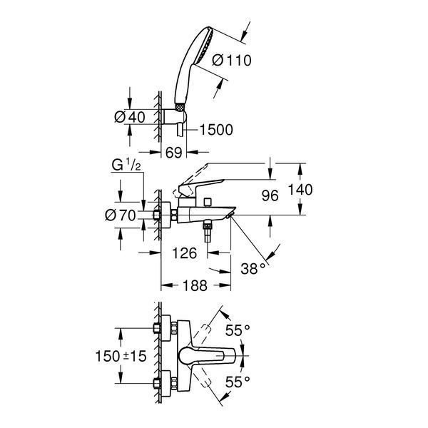 Змішувач для ванни Grohe QuickFix Start 25283002 CV033280 фото